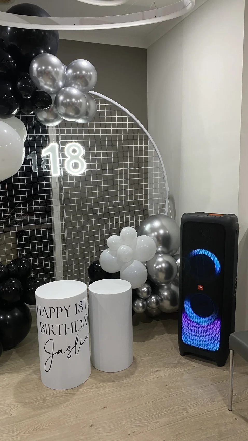 JBL speaker and lighting at a 21st birthday