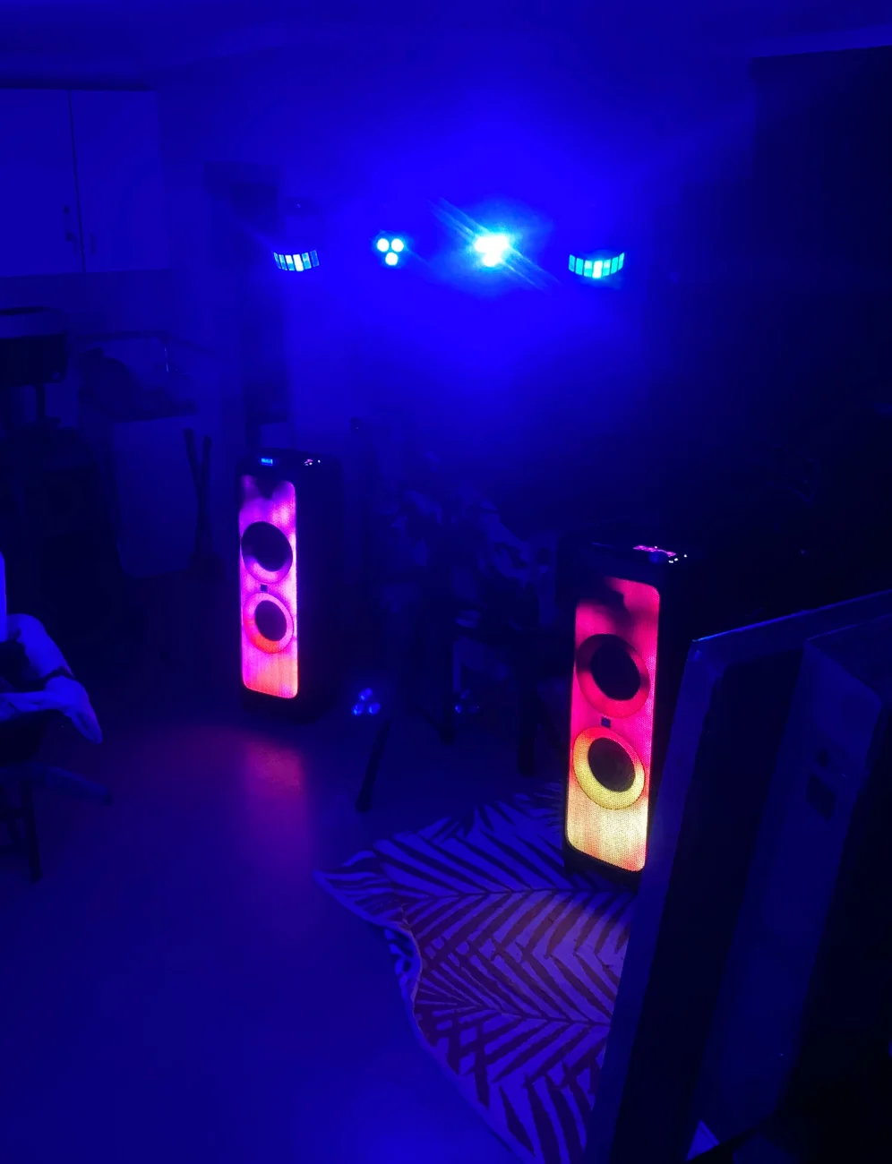 Previous party lighting and speaker setup